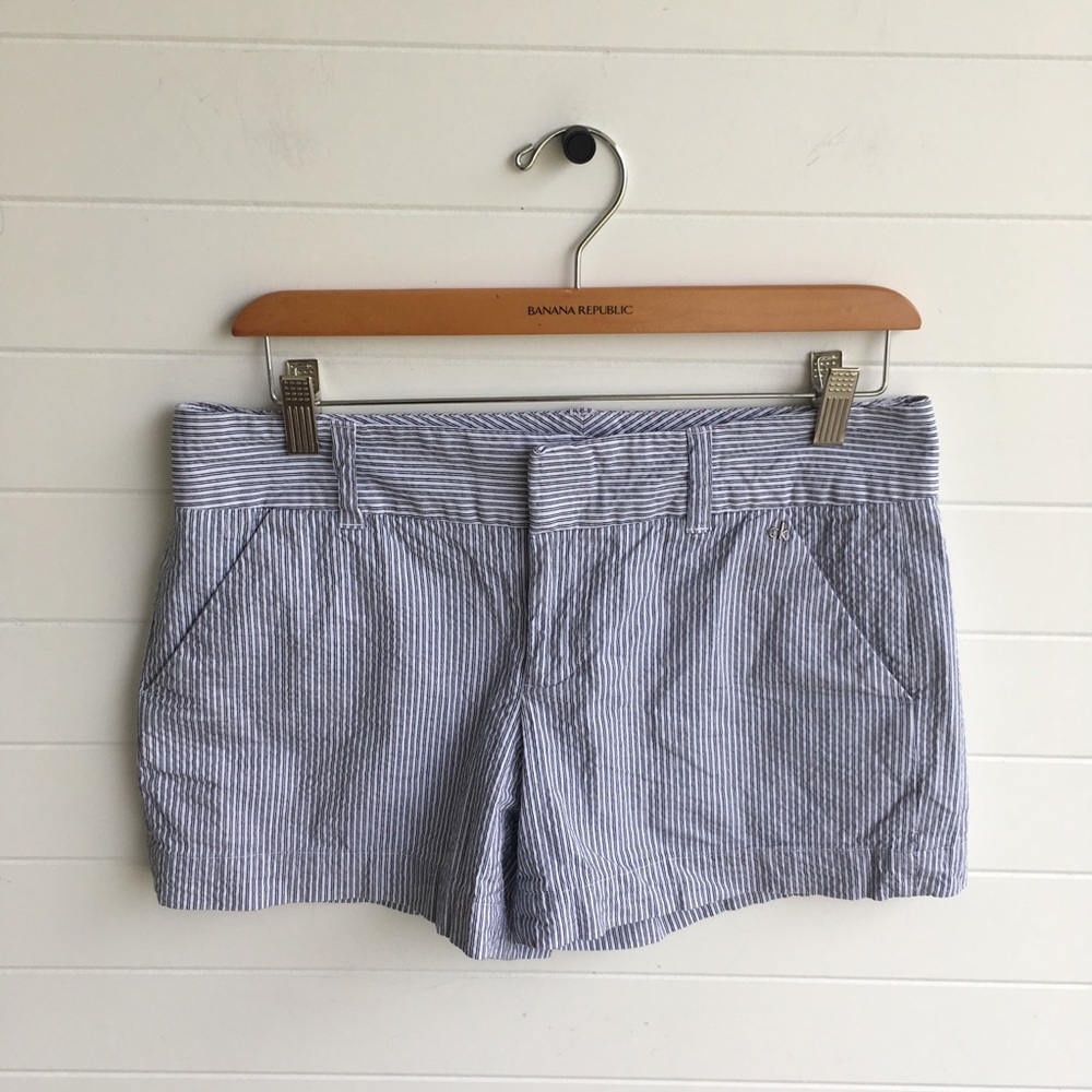 Calvin Klein Pinstripe Nautical Summer Light Cute Basic Shorts Seersucker Preppy